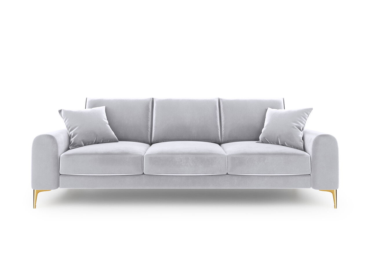 Canapea, Madara, Mazzini Sofas, 3 locuri, gold legs, 222x102x90 cm, catifea, argintiu