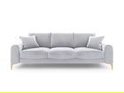 Canapea, Madara, Mazzini Sofas, 3 locuri, gold legs, 222x102x90 cm, catifea, argintiu