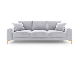Canapea, Madara, Mazzini Sofas, 3 locuri, gold legs, 222x102x90 cm, catifea, argintiu