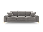 Canapea, Madara, Mazzini Sofas, 3 locuri, gold legs, 222x102x90 cm, catifea, gri deschis