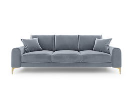 Canapea, Madara, Mazzini Sofas, 3 locuri, gold legs, 222x102x90 cm, catifea, albastru deschis
