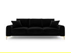 Canapea, Madara, Mazzini Sofas, 3 locuri, gold legs, 222x102x90 cm, catifea, negru