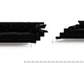 Canapea, Madara, Mazzini Sofas, 3 locuri, gold legs, 222x102x90 cm, catifea, negru