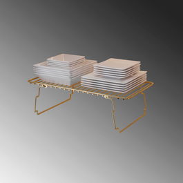 Raft de perete, Cerritos, Dolap Ici Organizer, 15x19x42 cm, Metal, Auriu/Maro