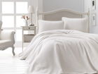 Set cuvertura pique dubla, Liv - White, Şaheser, Bumbac