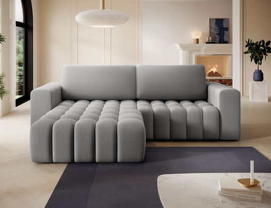 Coltar extensibil stanga 4 locuri ELTAP, Bon-18, Bonett, 250x175x92 cm, lemn/poliester, gri deschis
