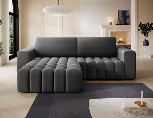 Coltar extensibil stanga 4 locuri ELTAP, Bon-19, Bonett, 250x175x92 cm, lemn/poliester, gri inchis