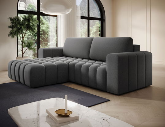 Coltar extensibil stanga 4 locuri ELTAP, Bon-21, Bonett, 250x175x92 cm, lemn/poliester, gri