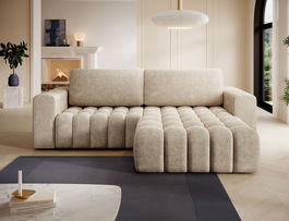 Coltar extensibil dreapta 4 locuri ELTAP, Bon-24, Bonett, 250x175x92 cm, lemn/poliester, bej inchis