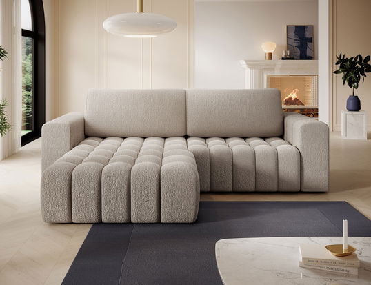 Coltar extensibil stanga 4 locuri ELTAP, Bon-225, Bonett, 250x175x92 cm, lemn/poliester, bej inchis