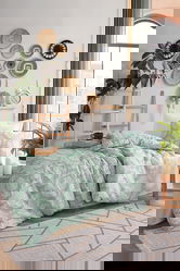 Lenjerie de pat pentru o persoana, Post - Water Green, Eponj Home, 65% bumbac/35% poliester