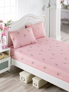 Set de pat pentru o persoana (cearceaf cu elastic si perna) 2 piese, Alanur - Pink, Eponj Home, 65% bumbac/35% poliester