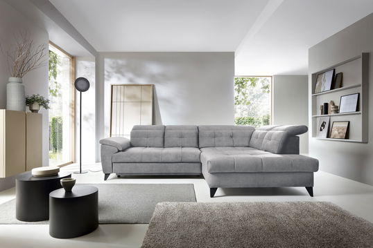 Coltar extensibil dreapta 5 locuri ELTAP, RT-04REL, Inferne, 297x210x107 cm, lemn/poliester, gri