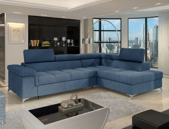 Coltar extensibil dreapta 4 locuri ELTAP, RT-40RAQ, Eridano, 275x202x88 cm, lemn/poliester, albastru inchis
