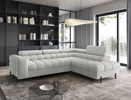 Coltar extensibil dreapta 5 locuri ELTAP, RT-03ROY, Ferucce, 276x200x93 cm, lemn/poliester, gri deschis