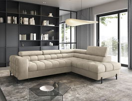Coltar extensibil dreapta 5 locuri ELTAP, RT-18AU, Ferucce, 276x200x93 cm, lemn/poliester, bej deschis