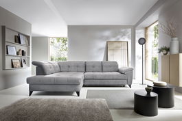 Coltar extensibil stanga 5 locuri ELTAP, LT-04REL, Inferne, 297x210x107 cm, lemn/poliester, gri