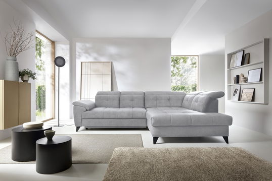 Coltar extensibil dreapta 5 locuri ELTAP, RT-04AU, Inferne, 297x210x107 cm, lemn/poliester, gri deschis