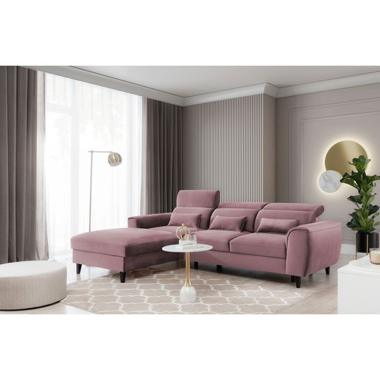 Coltar extensibil stanga 4 locuri ELTAP, Foble, 267x196x100 cm, lemn/poliester, roz inchis
