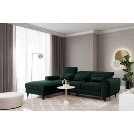 Coltar extensibil stanga 4 locuri ELTAP, Foble, 267x196x100 cm, lemn/poliester, verde inchis