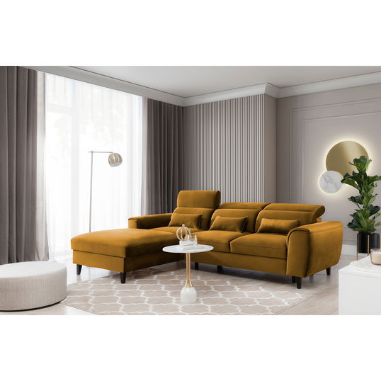 Coltar extensibil stanga 4 locuri ELTAP, Foble, 267x196x100 cm, lemn/poliester, mustar