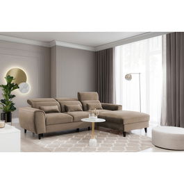 Coltar extensibil dreapta 4 locuri ELTAP, Foble, 267x196x100 cm, lemn/poliester, maro deschis