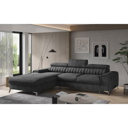 Coltar extensibil stanga 3 locuri ELTAP, LT-06LE, Grayson, 278x205x92 cm, lemn/poliester, gri inchis