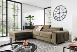 Coltar extensibil stanga 3 locuri ELTAP, LT-20NU, Grayson, 278x205x92 cm, lemn/poliester, maro deschis