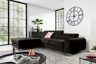 Coltar extensibil stanga 3 locuri ELTAP, LT-22NU, Grayson, 278x205x92 cm, lemn/poliester, maro inchis