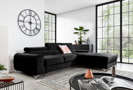 Coltar extensibil dreapta 3 locuri ELTAP, RT-10LO, Grayson, 278x205x92 cm, lemn/poliester, negru