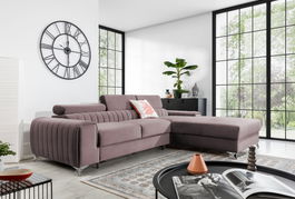 Coltar extensibil dreapta 3 locuri ELTAP, RT-24LO, Grayson, 278x205x92 cm, lemn/poliester, roz