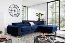 Coltar extensibil dreapta 3 locuri ELTAP, RT-40VE, Grayson, 278x205x92 cm, lemn/poliester, albastru inchis