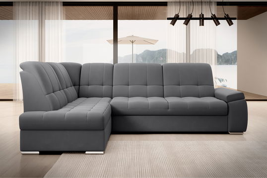 Coltar extensibil stanga 3 locuri ELTAP, LT-06SO, Sado, 272x192x95 cm, lemn/poliester, gri inchis