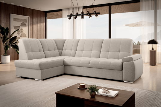 Coltar extensibil stanga 3 locuri ELTAP, LT-22IN, Sado, 272x192x95 cm, lemn/poliester, bej deschis