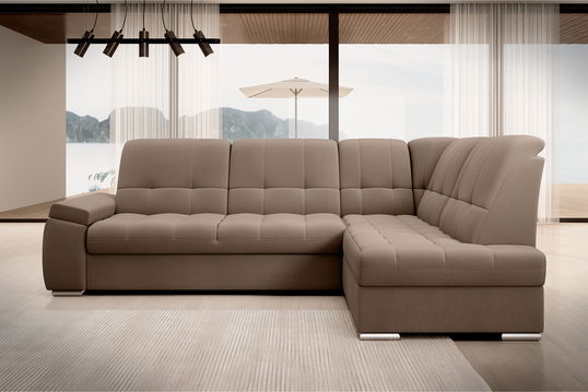 Coltar extensibil dreapta 3 locuri ELTAP, RT-20NU, Sado, 272x192x95 cm, lemn/poliester, maro deschis