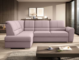 Coltar extensibil stanga 3 locuri ELTAP, LT-101GO, Siber, 270x186x93 cm, lemn/poliester, roz deschis
