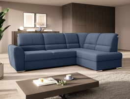 Coltar extensibil dreapta 3 locuri ELTAP, RT-40GO, Siber, 270x186x93 cm, lemn/poliester, albastru inchis