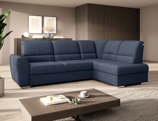 Coltar extensibil dreapta 3 locuri ELTAP, RT-40PO, Siber, 270x186x93 cm, lemn/poliester, albastru inchis