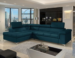 Coltar extensibil stanga 4 locuri ELTAP, ERI-38, Eridano, 275x202x88 cm, lemn/poliester, albastru