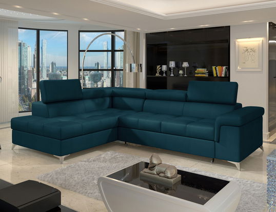 Coltar extensibil stanga 4 locuri ELTAP, ERI-38, Eridano, 275x202x88 cm, lemn/poliester, albastru