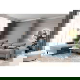 Coltar extensibil stanga 4 locuri ELTAP, Foble, 267x196x100 cm, lemn/poliester, albastru deschis