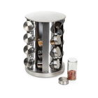 Set 16 recipiente pentru condimente si suport, B2 Rack Essentials, Homla, 19x26 cm, inox/sticla, argintiu