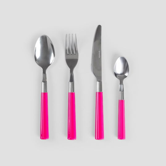 Set tacamuri pentru 4 persoane, 16 piese, Seashell, Homla, inox/plastic, roz