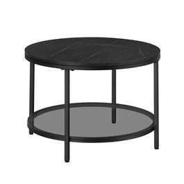 Masuta de cafea, Vasagle, Modern Faux Marble, 65x45 cm, PAL/sticla temperata/otel, negru