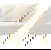 Fotoliu cu perna decorativa Soffy, Mauro Ferretti, 73x66x78 cm, lemn de pin/piele ecologica, alb/auriu