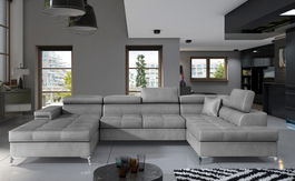 Coltar extensibil dreapta 5 locuri ELTAP, Edr-45, Eduardo, 337x205x88 cm, lemn/poliester, gri