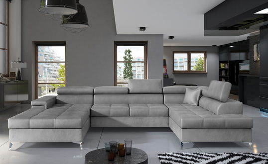 Coltar extensibil dreapta 5 locuri ELTAP, Edr-45, Eduardo, 337x205x88 cm, lemn/poliester, gri