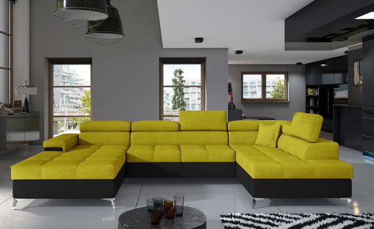 Coltar extensibil dreapta 5 locuri ELTAP, Edr-46, Eduardo, 337x205x88 cm, lemn/poliester, galben/negru