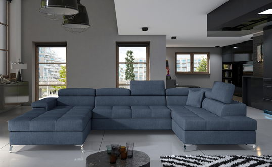 Coltar extensibil dreapta 5 locuri ELTAP, Edr-48, Eduardo, 337x205x88 cm, lemn/poliester, albastru
