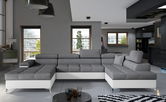 Coltar extensibil dreapta 5 locuri ELTAP, Edr-52, Eduardo, 337x205x88 cm, lemn/poliester, gri inchis/alb